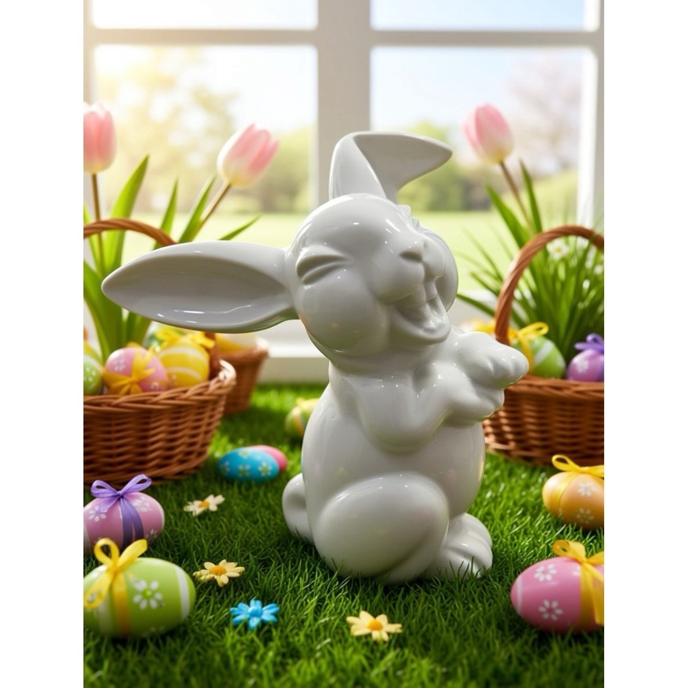 Vintage Rosenthal Germany Porcelain White Laughing Bunny Rabbit Figurine 6"‎